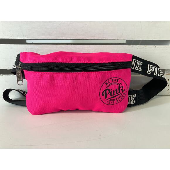 VICTORIA SECRET PINK, BLACK CANVAS FANNY PACK WITH LOGO - Picture 1 of 12